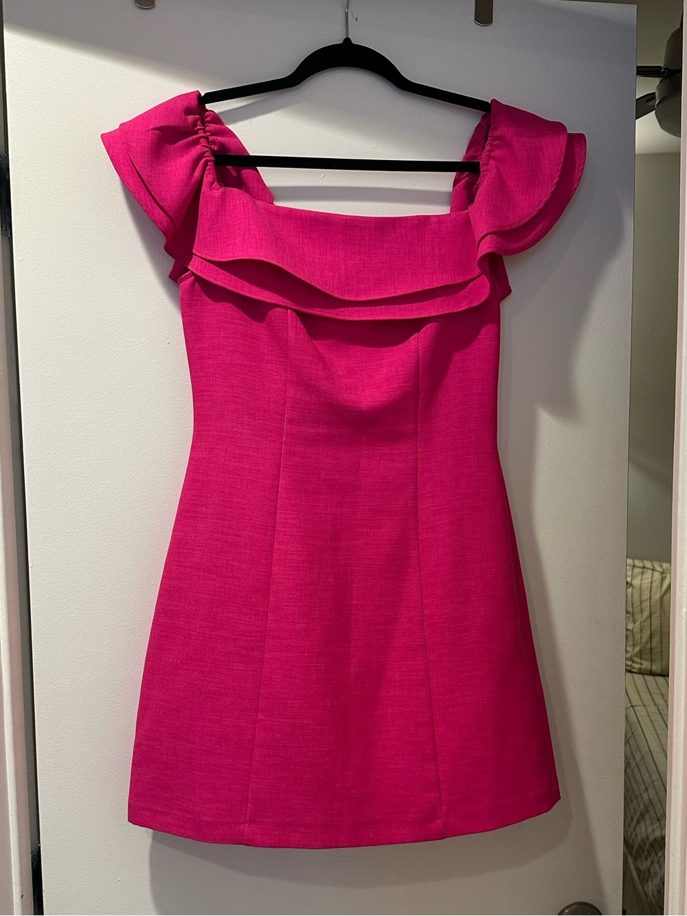 Topshop Ruffle Shoulder Mini Dress